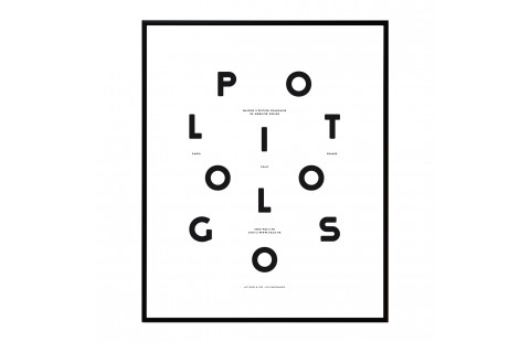 Affiche typographique noir et blanc Moodpaper Politologos, affiche design graphique, Polit x Les Graphiquants